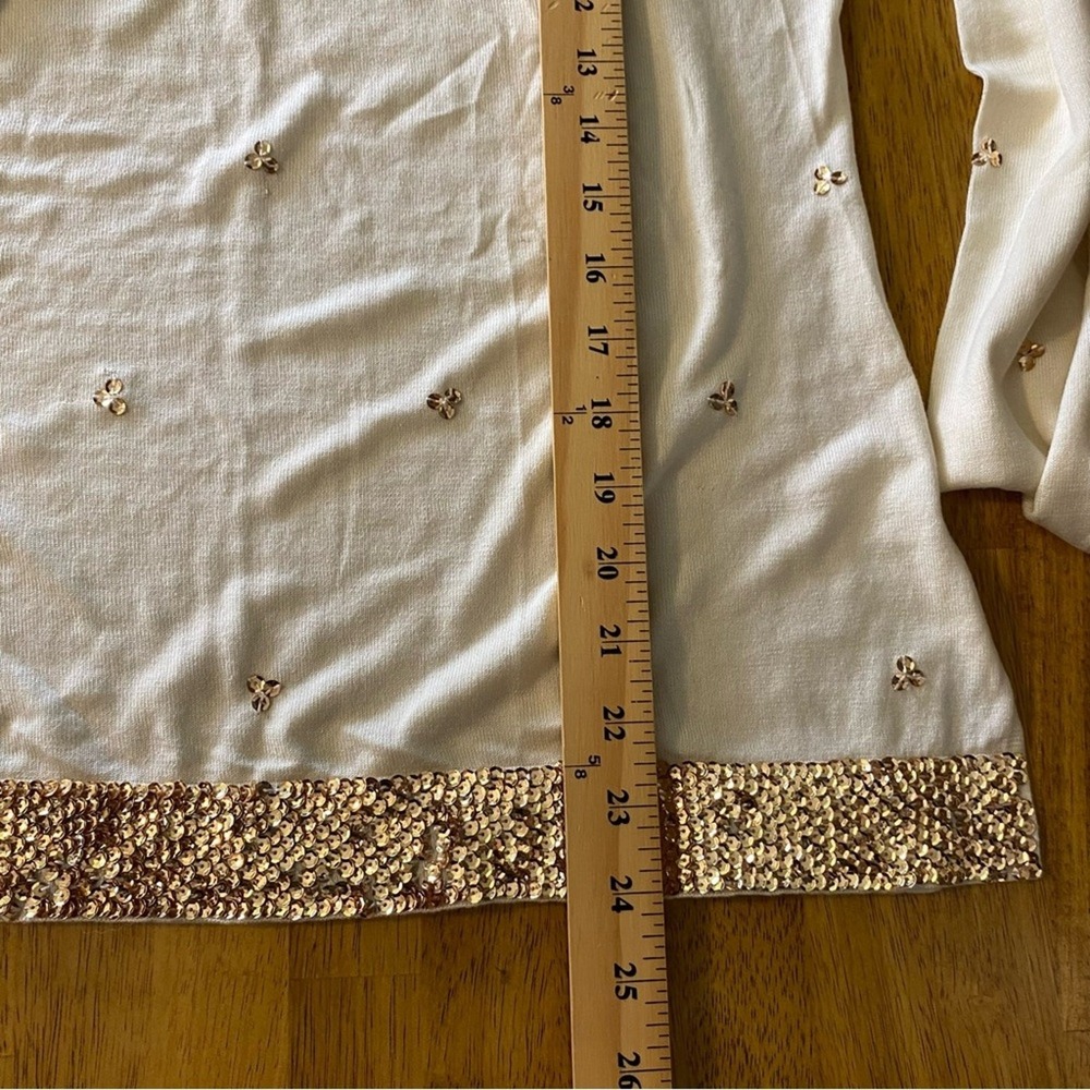 BCBGMaxAzria Sequined Long Sleeve Blouse Women's Medium‎ Silk Cotton Blend Top - Picture 10 of 10